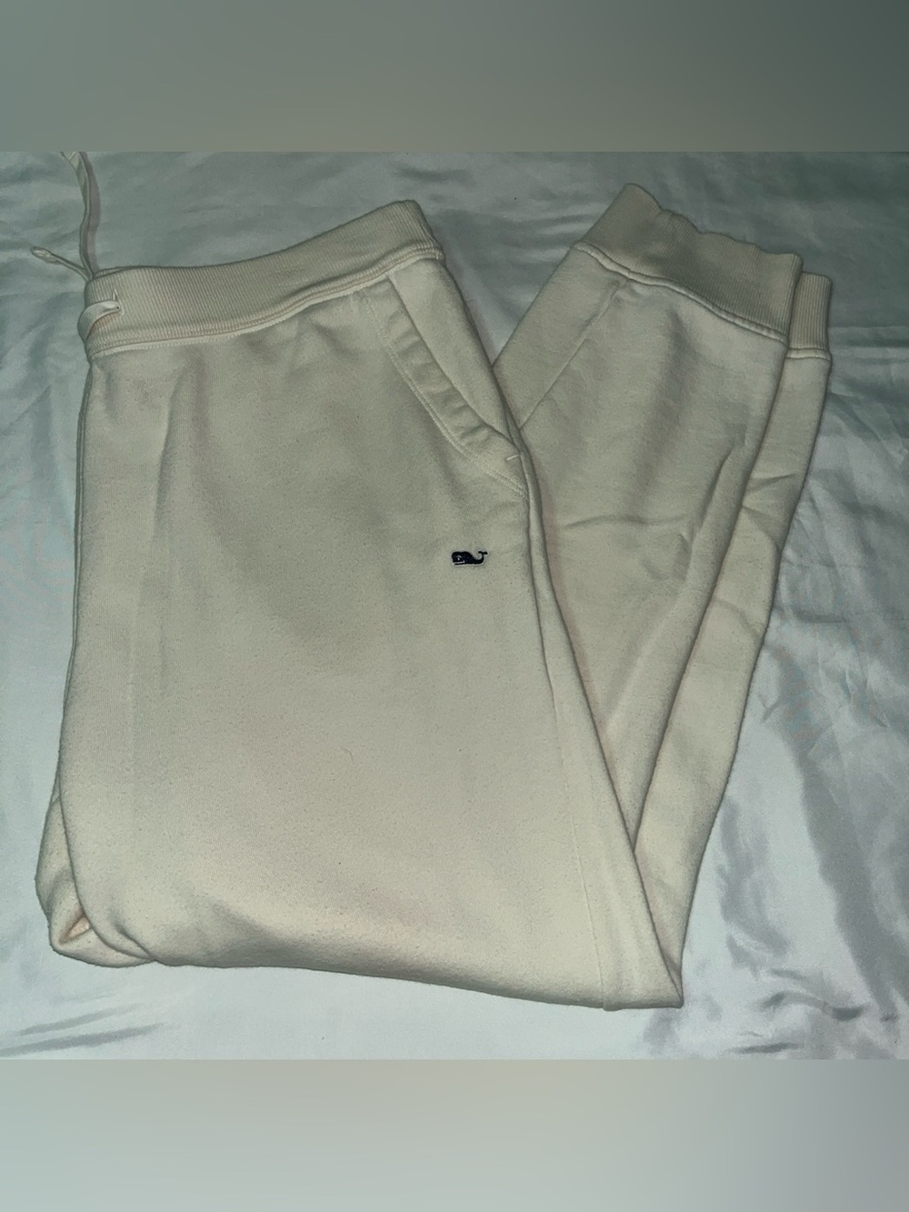 Vineyard Vines Womens Large Fleece Joggers Drawstring Sweatpants Cream
